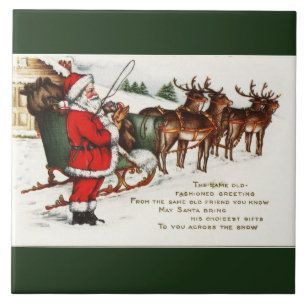 Santa och sleighen med keramisk rengrönt belägger kakelplatta