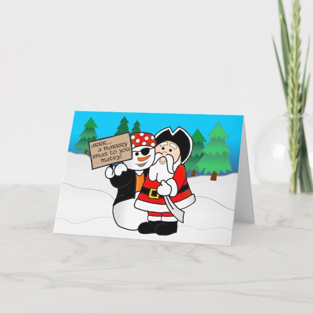 Santa och snögubbe helgkort (Framsida)