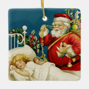 Santa och sova lite flickajul julgransprydnad keramik