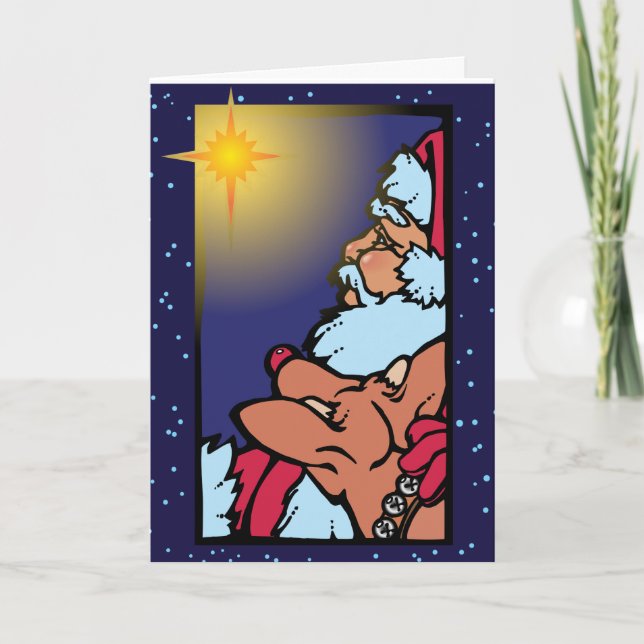 Santa och stjärnan helgkort (Framsida)