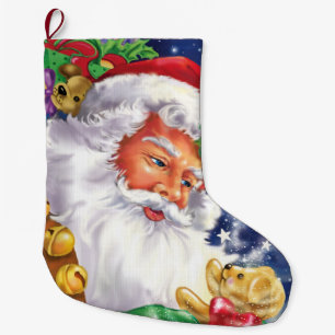 Santa och Teddybear Stor Julstrumpa
