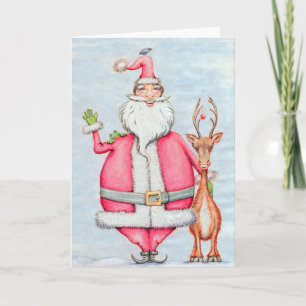 Santa och vänhälsningkort helgkort