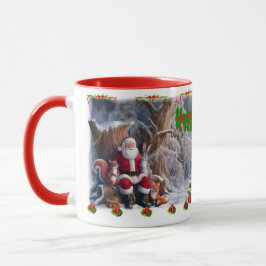 Santa och vänner önskar er en God Jul på en Mugg