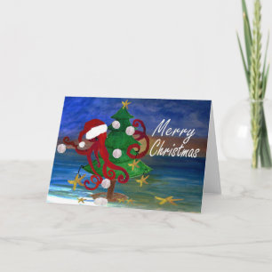 Santa octopus trim ett trim kustkort kort