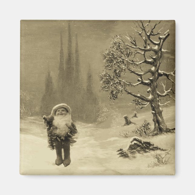 SANTA OF THE GNOMES (GNOMES) - Jul Sepia Brown Magnet (Framsidan)