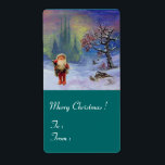SANTA OF THE GNOMES Grönt Blue Fraktsedel<br><div class="desc">Färgfull och skarp juldesign. Blandad mediematning,  bra konst   digitalkonst. Little Gnome är ett sällsynt gammalt italienskt leksak som vi har från 1950.</div>