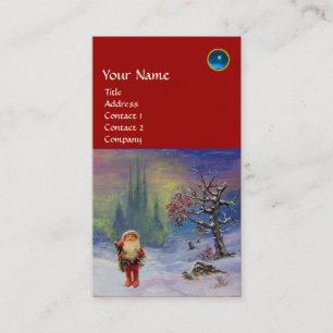 SANTA OF THE GNOMES MONOGRAM Blue Sapphire Red Visitkort