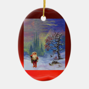 SANTA OF THE GNOMES WITH RED RUBY JULGRANSPRYDNAD KERAMIK