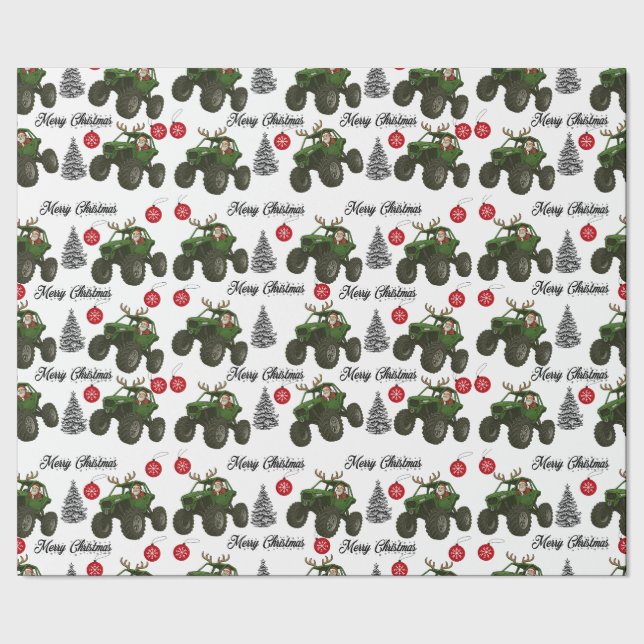 Santa Off Road Wrapping Paper Presentpapper (Seam)