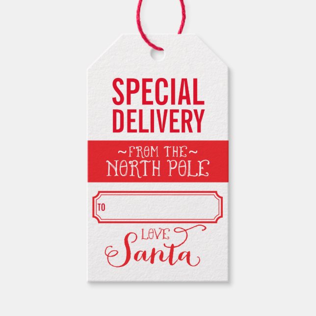 SANTA OFFICIELL LEVERERAR SPECIELL HELGDAG PRESENTETIKETT (Framsidan)