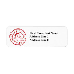 Santa Officiell List Jultomten Sticker Frimärke Returadress Etikett