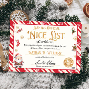 Santa Officiell Nice-listcertifikat Inbjudningar