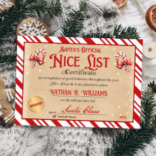 Santa Officiell Nice-listcertifikat Inbjudningar