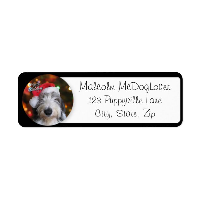 Santa Old English Sheepdog Returadress Etikett (Framsidan)