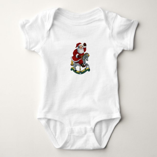 Santa on a Rocking Horse Baby Tee (Framsida)