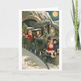 "Santa on a Tåg" Vintage-julkort Helgkort