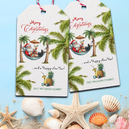 Santa on a Tropical Island Christmas Presentetikett