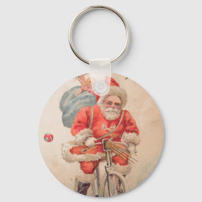 Santa on Bicylce Nyckelring (Framsida)