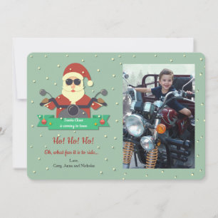 Santa on Bike Photo Helgdag Card Julkort