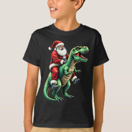 Santa on dinosaur t shirt