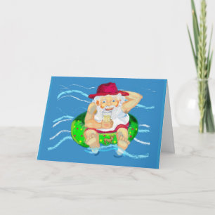 Santa on helgdag - dricka lemonad helgkort