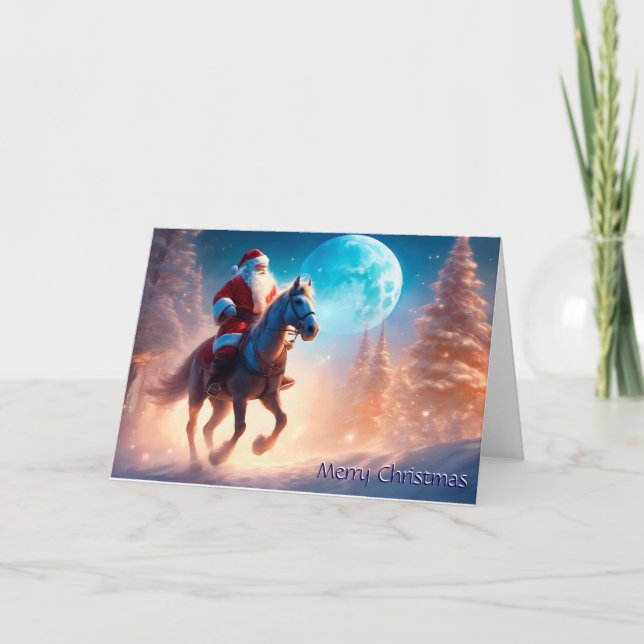 Santa on Horse i måndagskvället Helgkort (Framsida)
