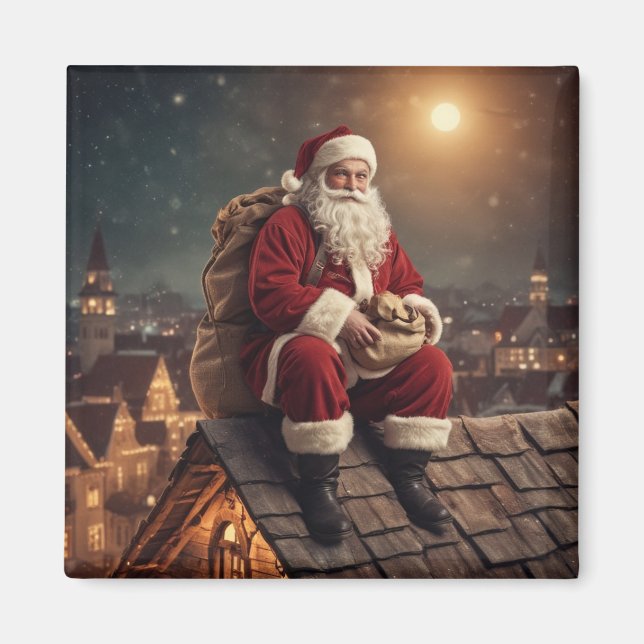 Santa on Rooftop Magnet (Framsidan)