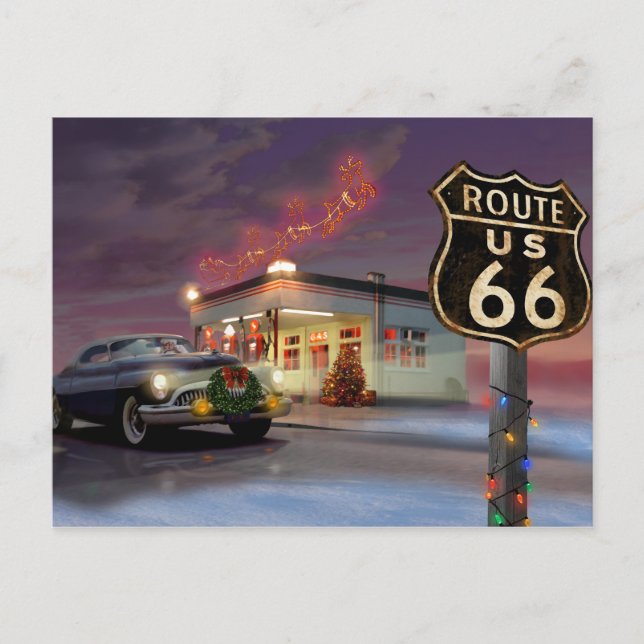 Santa on Route 66 Helg Vykort (Framsida)