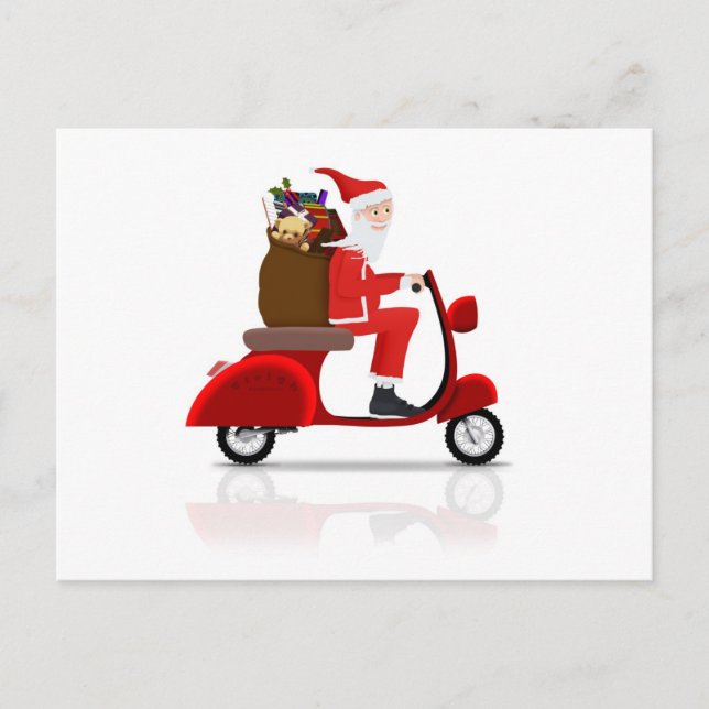 Santa on Scooter Helg Vykort (Framsida)
