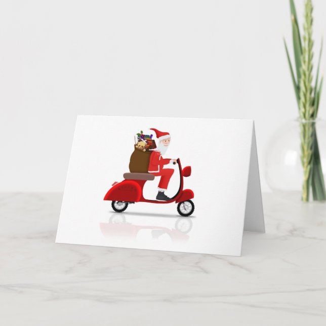 Santa on Scooter Helgkort (Framsida)