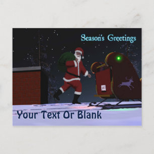 Santa on the Tak - Season's Greetings Helg Vykort