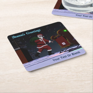 Santa on the Tak - Season's Greetings Underlägg Papper Kvadrat