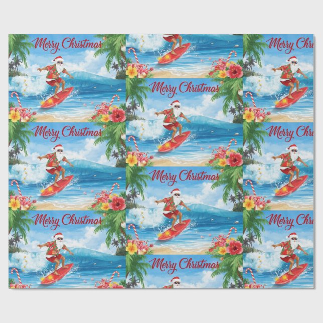 Santa on the Waves Merry Christmas from the Coast Presentpapper (Platt)