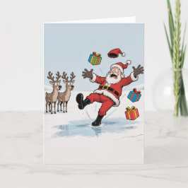 Santa On Thin Ice Kort
