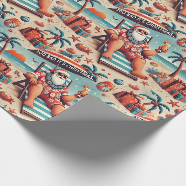 Santa on Vacation Christmas Wrapping Paper Presentpapper (Hörn)