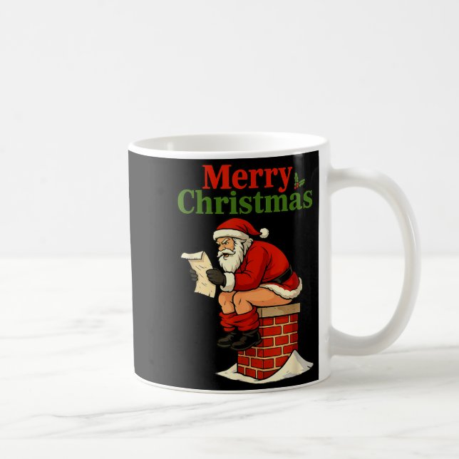 Santa Ong Down Chimney Shirt Funny Naughty Xmas Sa Kaffemugg (Höger)