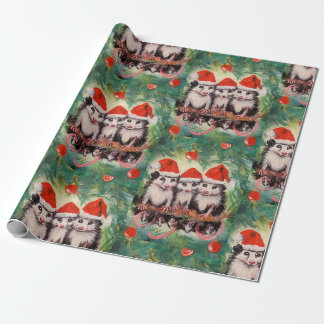 Santa Opossums Wrapping Papper Presentpapper