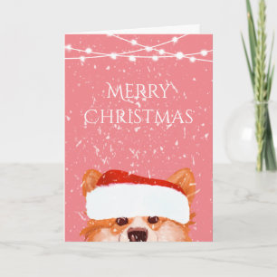  Santa Orange Corgi God jul Rosa   Kort