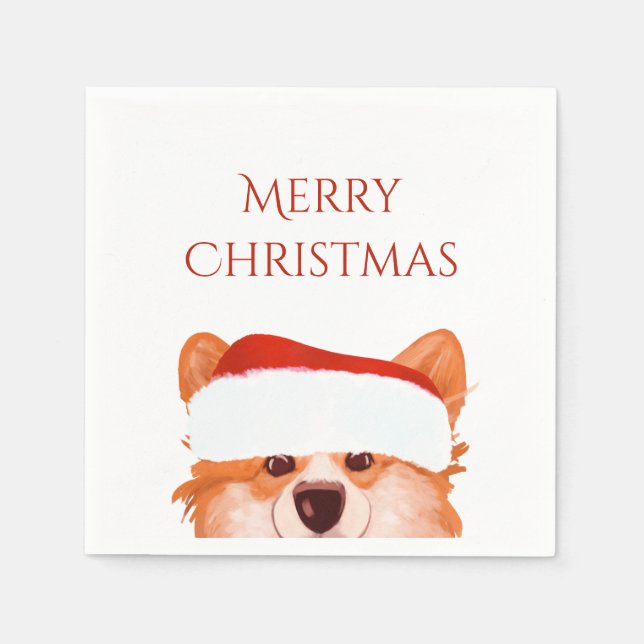 Santa Orange Corgi jul Pappersservett (Framsidan)