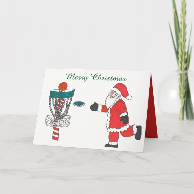 Santa orsakar att leka diskettgolfjulkortet helgkort (Framsida)