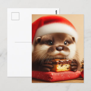 Santa Otter Brownies Vykort