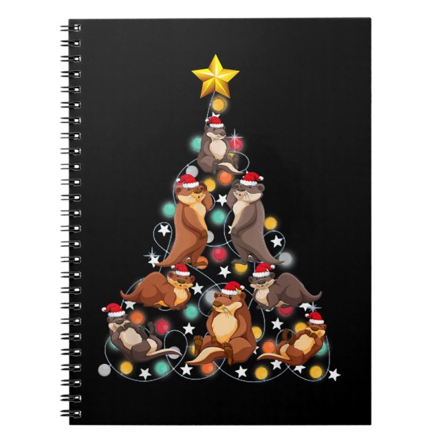 Santa Otters Julgran Funny Otter-jul Anteckningsbok (Framsidan)