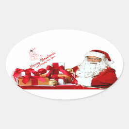 Santa Oval Stickers, Glossy Ovalt Klistermärke