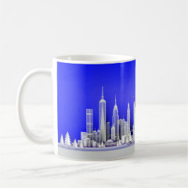 Santa Over New York City Christmas Blue Mug Kaffemugg