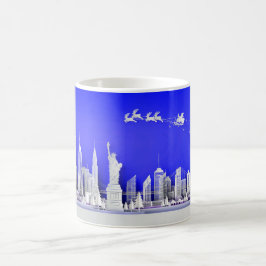 Santa över New York City julblå mugg