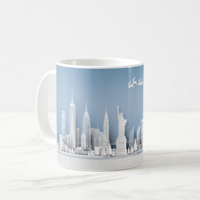 Santa över New York City julmugg Kaffemugg (Framsida vänster)