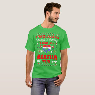 Santa överförde kroatisk frujul den fula tröjan t-shirt