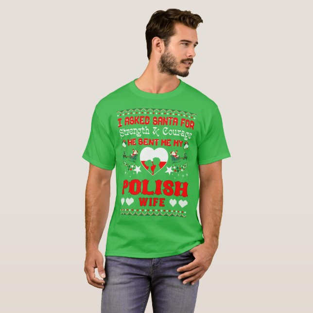 Santa överförde polsk frujul fula t shirt (Hel framsida)