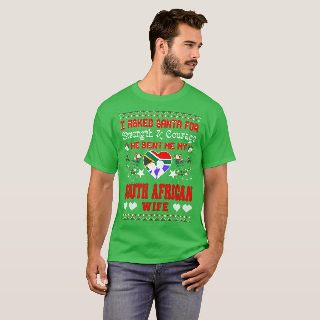 Santa överförde söder - afrikansk frujul den fula tee shirt (Hel framsida)