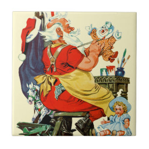 Santa på arbete kakelplatta
